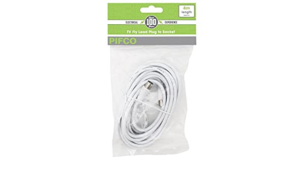 PIFCO Coax TV Fly Lead Male To Female Plugs 4M AVS1086GE